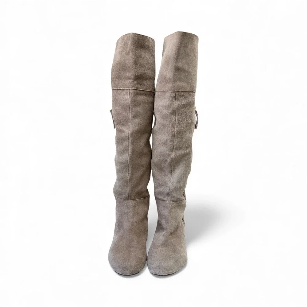 Steve Madden Suede Over The Knee Flat Boots Taupe Women's 8.5
